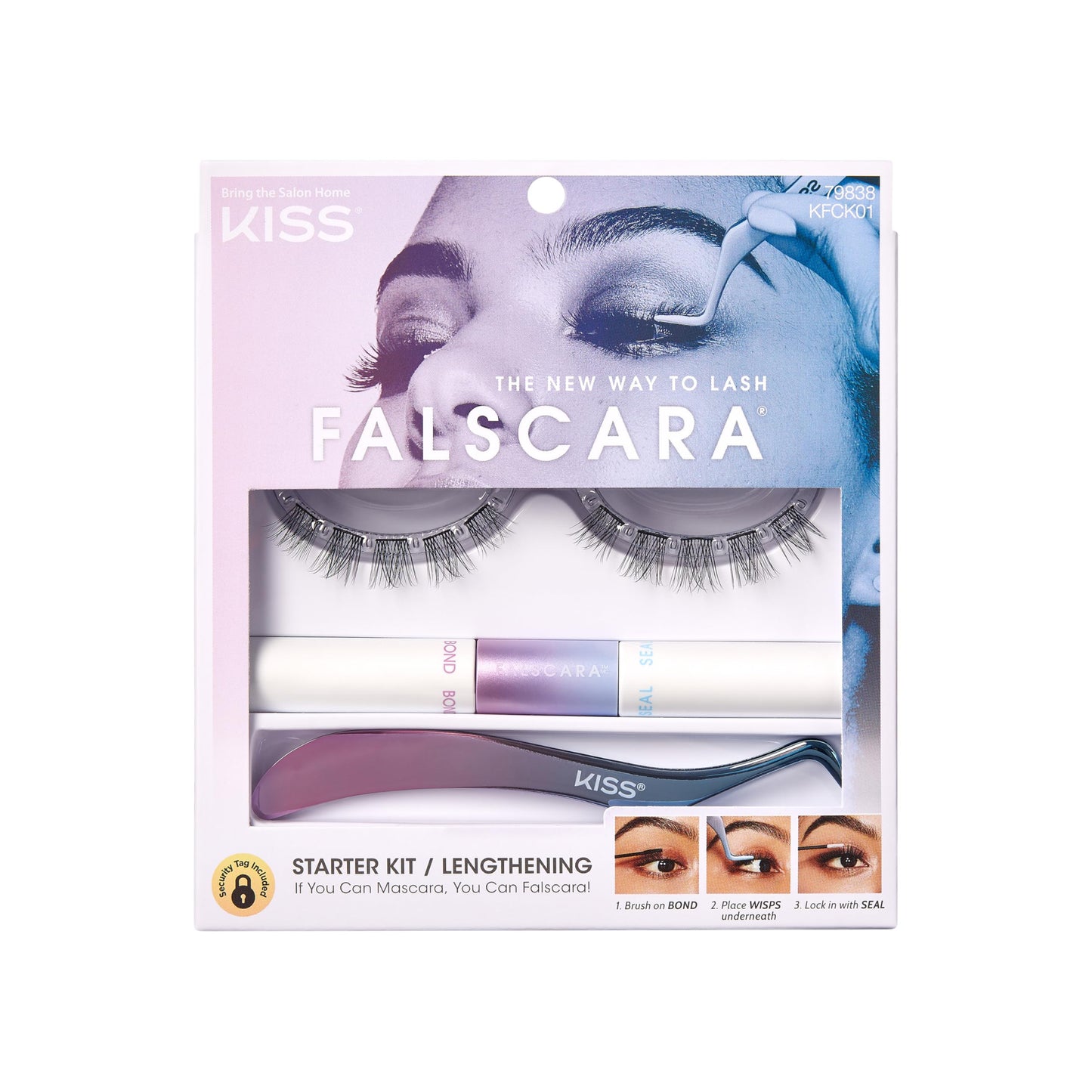 KISS Falscara DIY Lash Extension Starter Kit 10 Reusable Featherlight Eyelash Lengthening Wisps, Applicator, Bond & Seal Beauty & Personal Care FALSCARA