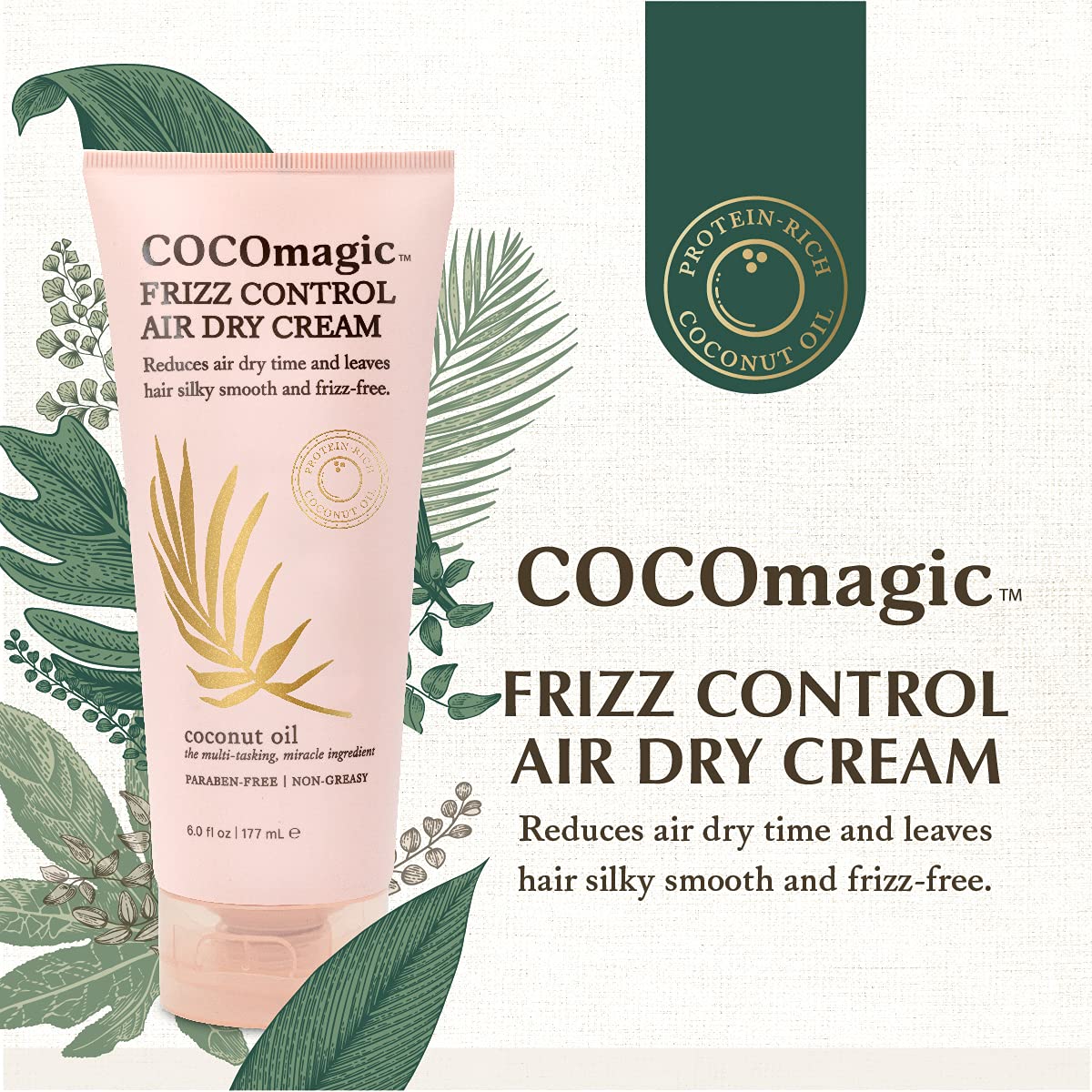 Cocomagic Frizz Control Air Dry Cream | Anti-Frizz Styling Cream | Helps to Calm and Smooth Frizzy Hair | Paraben Free, Cruelty Free, Made in USA (6 Beauty & Personal Care Cocomagic