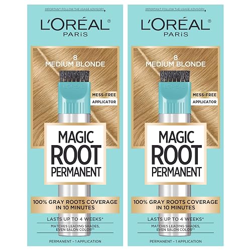 L'Oreal Paris Magic Root Permanent Hair Color Kit, 100% Gray Hair Coverage In Just 10 Minutes, Precision Brush Applicator for Seamless Application, 8 Beauty & Personal Care L'Oreal Paris