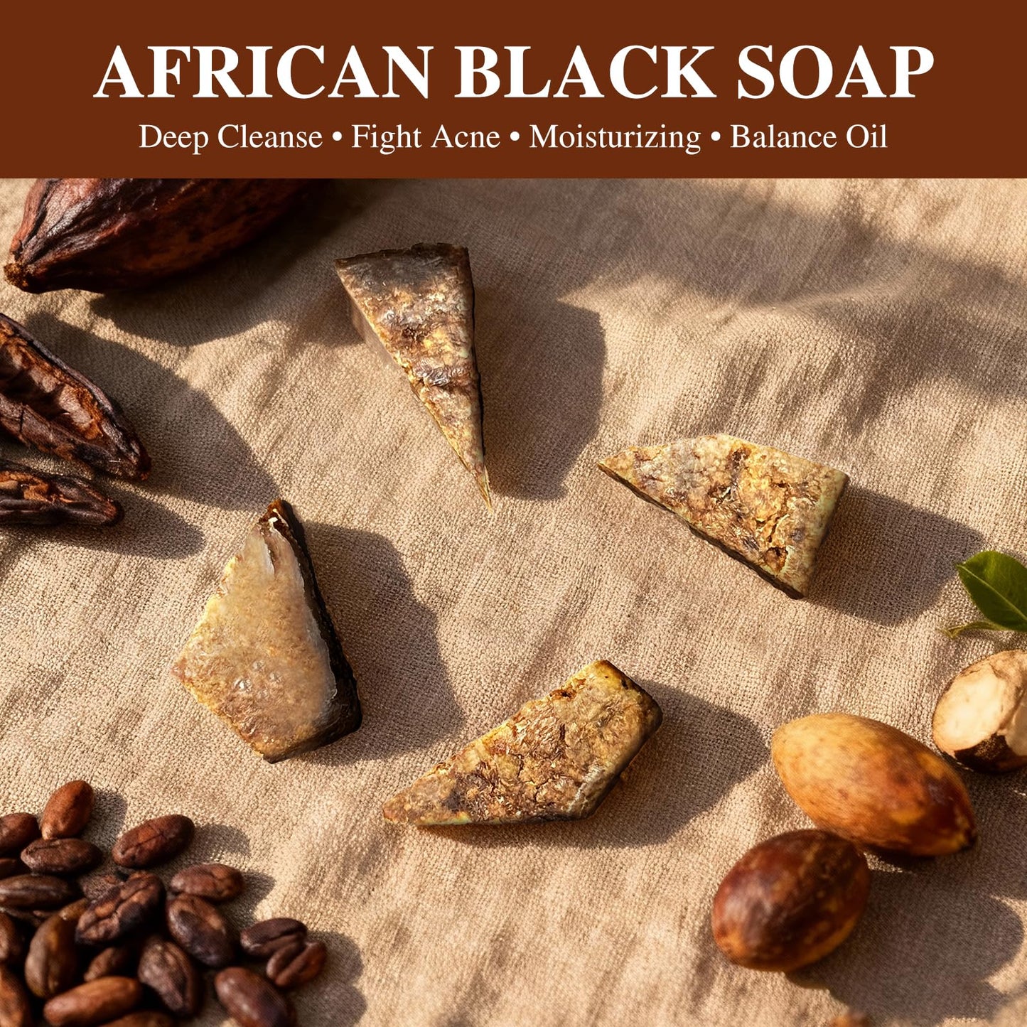 ÉCLAT NATUREL African Black Soap, 100% Pure & Natural, With Raw Shea Butter, Palm Kernel Oil and Cocoa Pods Ash for Dry & Oily Skin Care, Supports Beauty & Personal Care ÉCLAT NATUREL