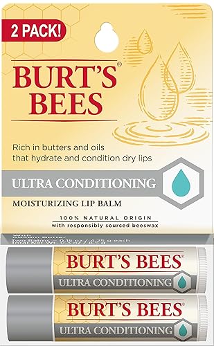 Burt's Bees Ultra Conditioning Moisturizing Lip Balm, Lip Moisturizer Rich in Oils and Butters, 2 Tubes, 0.15 oz. Beauty & Personal Care Burt's Bees