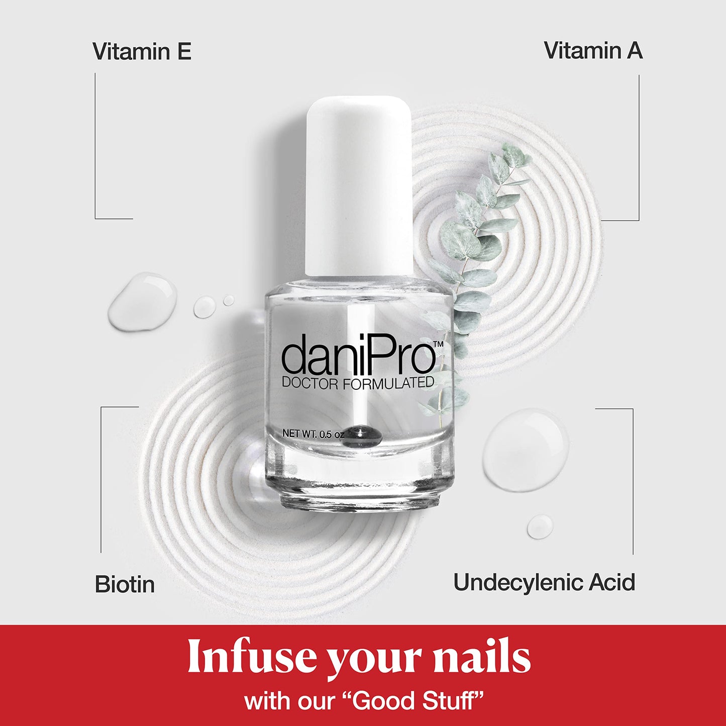 daniPro Doctor-Formulated Clear Base Coat Nail Polish, 0.5 oz - Base Coat Nail Polish with Undecylenic Acid, Vitamins & Biotin - Nail Base Coat Beauty & Personal Care daniPro