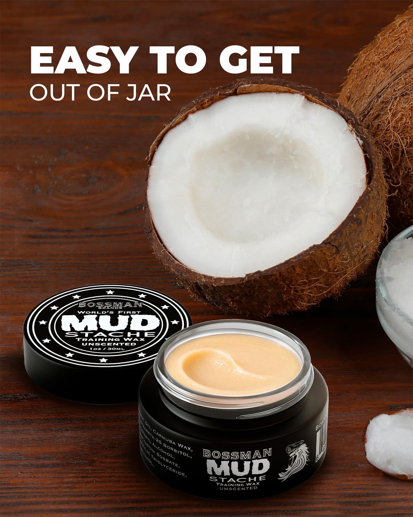 Bossman MUDstache Unscented Mustache Wax for Men (2 oz) - 2 Pack - Strong 24-Hour Hold, Non-Tacky & Easy to Apply for Taming & Styling Beauty & Personal Care Bossman