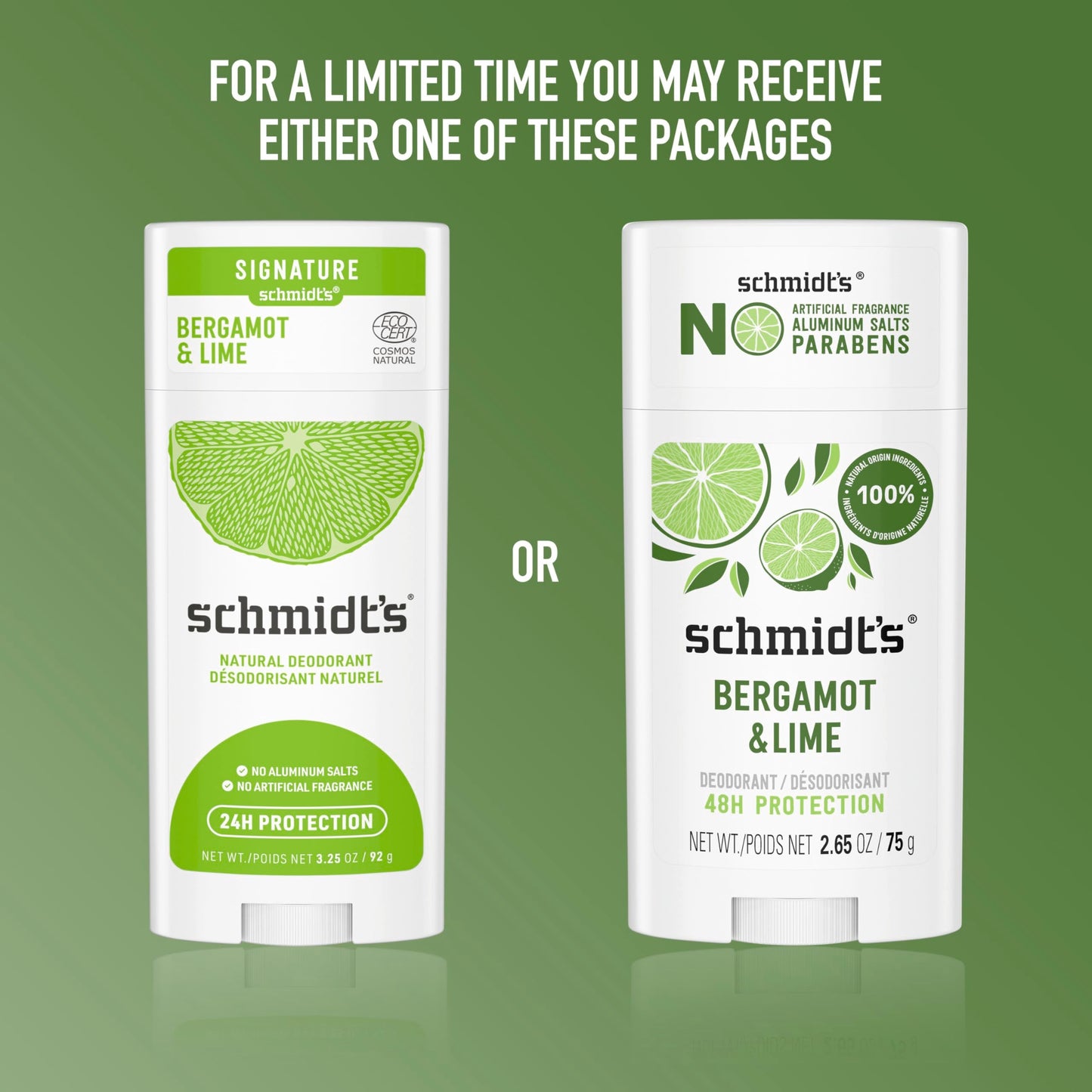Schmidt's Aluminum-Free Vegan Deodorant Bergamot & Lime 4 Count for Women and Men, with 24 Hour Odor Protection, Natural Ingredients, Cruelty-Free Beauty & Personal Care Schmidt's