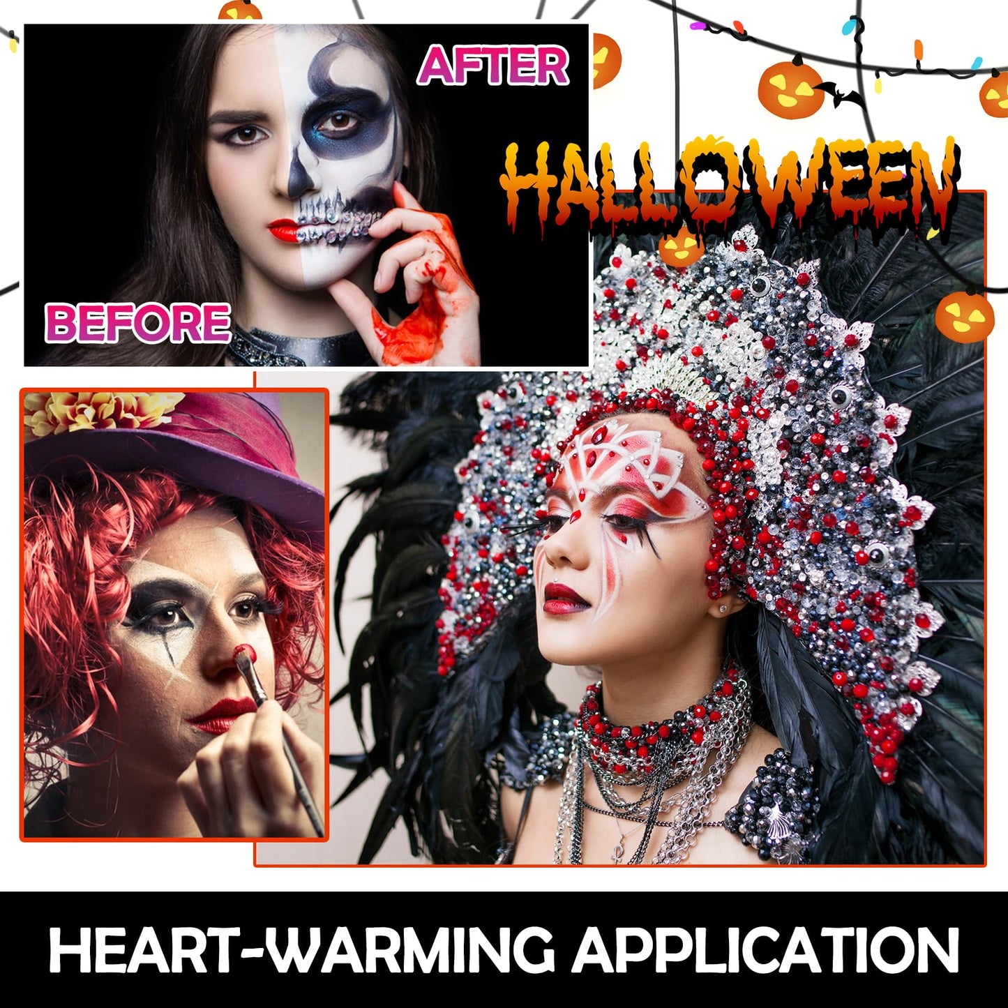Black White Red Halloween Face Body Paint Kit,Clown Wheel Face Contour SFX Makeup Palette,Professional Waterproof Clown Face Painting Makeup Kit Beauty & Personal Care DWDiWen