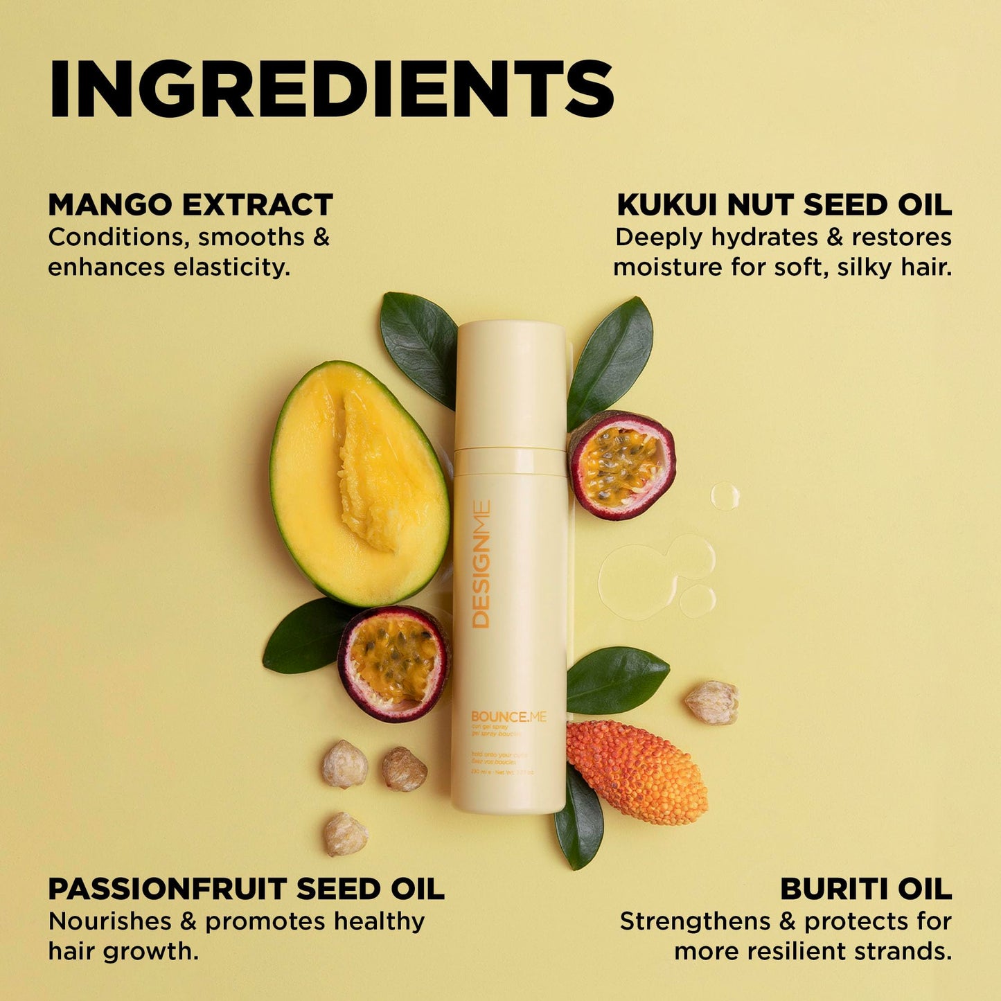 Design.Me BOUNCE.ME Curling Gel Spray | Frizz-Free Curl Defining Gel - Refresh Curls, Waves, Coils | Non-Crunchy, Non-Sticky Formula - Climate Control Beauty & Personal Care Design.Me