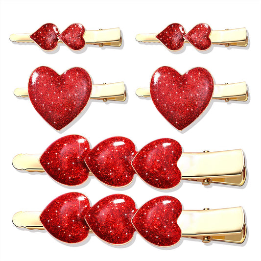 MOLOCH 6PACK Valentine'Day Hair Clips for Women Red Glitter Heart Hair Clip Hairpins Stylish Hair Barrettes Valentines Gifts for Daughter Red Beauty & Personal Care MOLOCH