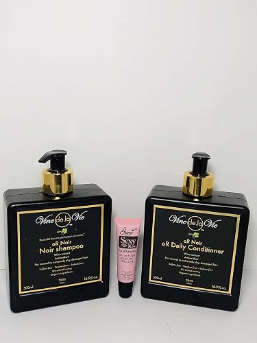 Vine de la Vie oR Noir Shampoo & Conditioner, Organic-Based - Wine Extract Antioxidants, Use on Wet or Dry Hair - 16.9 fl. oz. "Free Starry Sexy Kiss Beauty & Personal Care Vine de la Vie