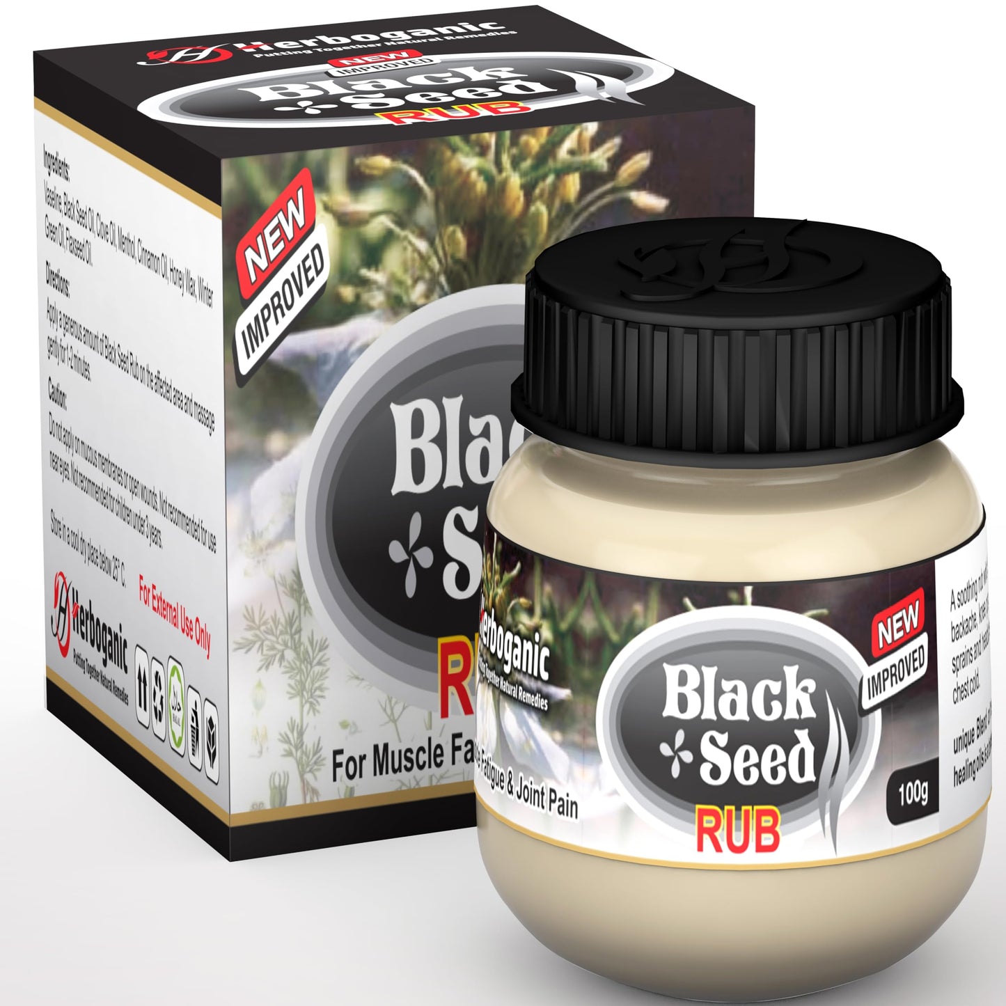 HERBOGANIC Black Seed Rub - Infused with Soothing Properties - Crafted to Provide Comfort to Joints, Muscles, Shoulders and Beyond - 3.5 oz.… Beauty and Personal Care HERBOGANIC