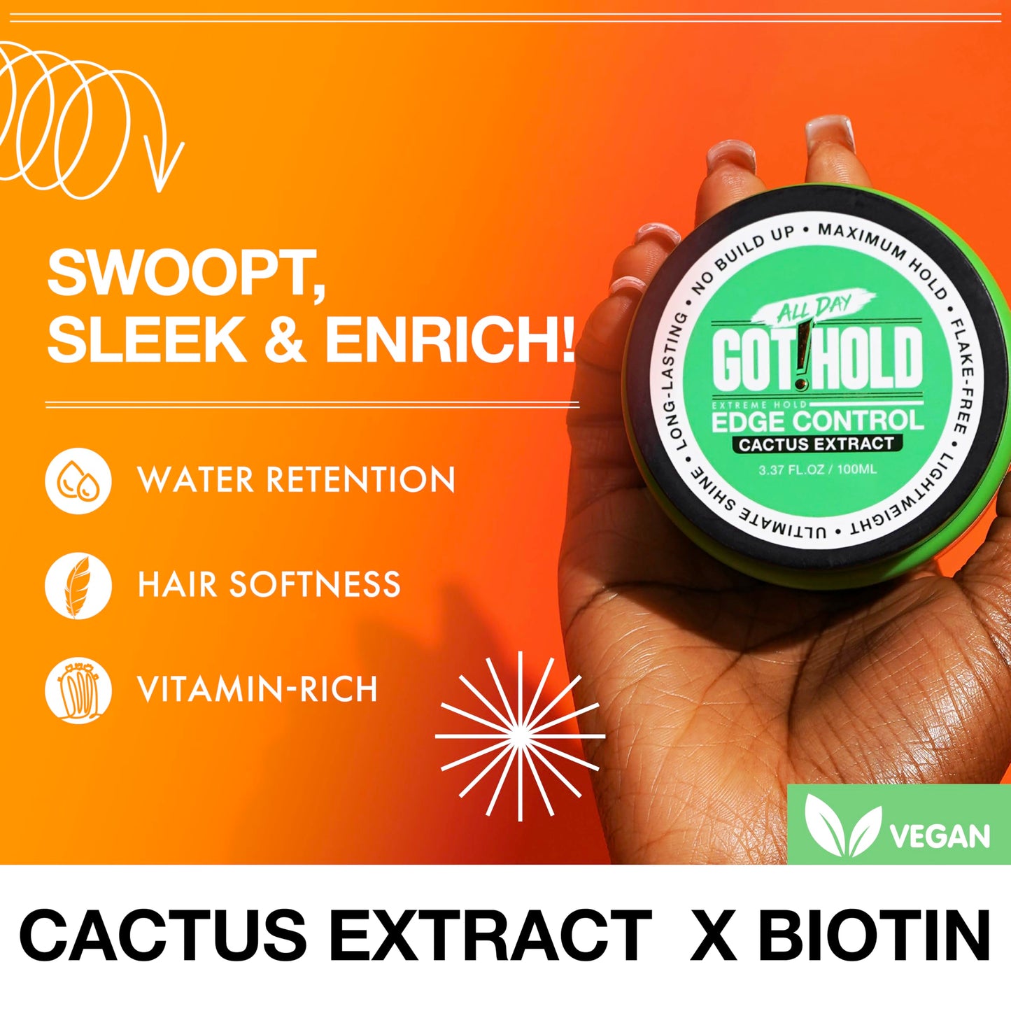 ALL DAY GOT HOLD Extreme hold Cactus Extract Edge Control 3.37 fl.oz/100ml Beauty & Personal Care ALL DAY GOT HOLD