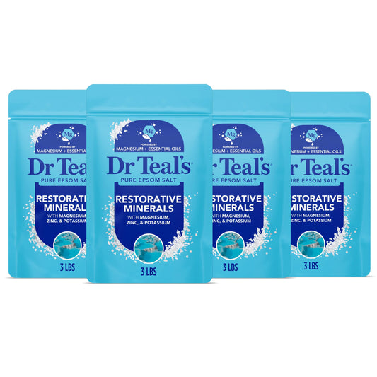 Dr Teal's Epsom Salt Restorative Minerals Soak with Magnesium, Potassium, Zinc & Eucalyptus Essential Oils, 3 lbs (Pack of 4) Beauty and Personal Care Dr Teal's