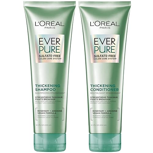 L'Oreal Paris Thickening Sulfate Free Shampoo and Conditioner, Thickens + Strengthens Thin, Fragile Hair, EverPure, 1 Hair Care Kit Beauty & Personal Care L'Oreal Paris