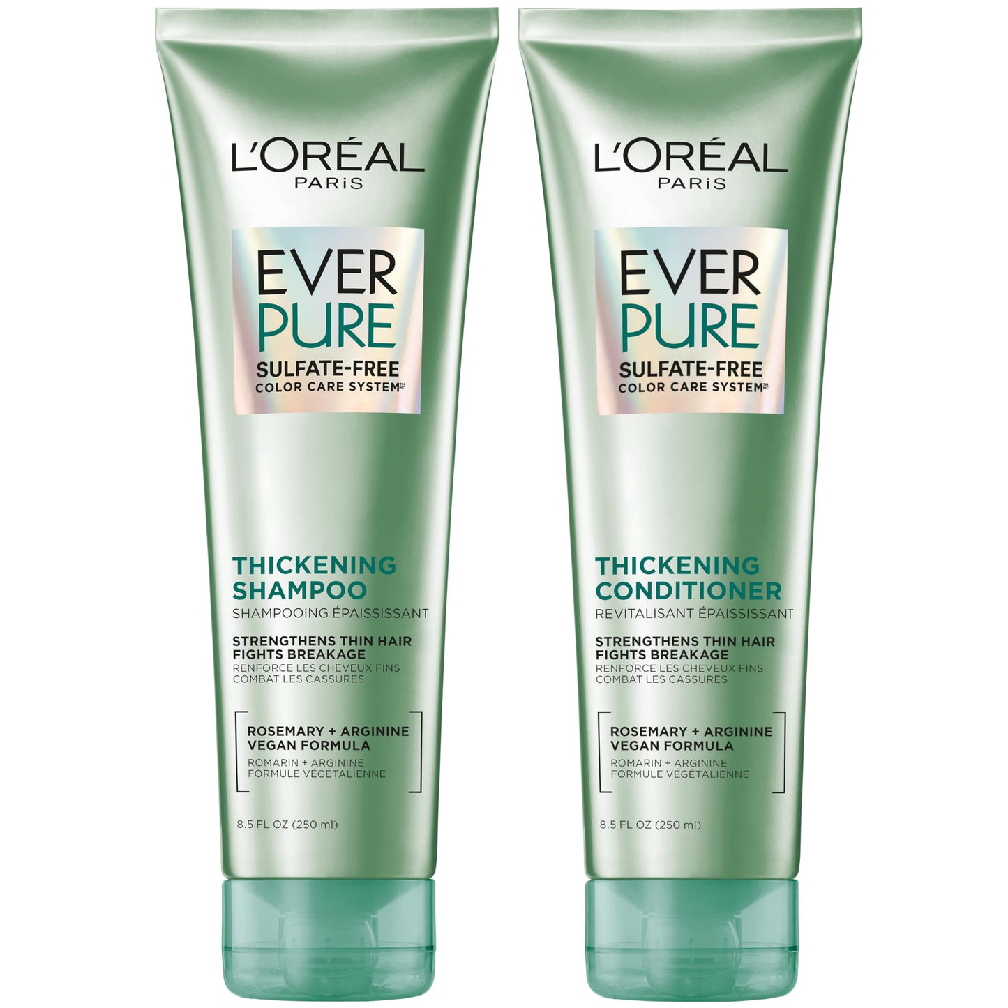 L'Oreal Paris Thickening Sulfate Free Shampoo and Conditioner, Thickens + Strengthens Thin, Fragile Hair, EverPure, 1 Hair Care Kit Beauty & Personal Care L'Oreal Paris