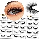 Eliace False Eyelashes Natural look Cat Eye Lashes Wispy Strips,15 Pairs, 3D Mink Lashes Volume Fluffy,Fake Eyelashes Thin Soft Band Comfortable Cross Beauty & Personal Care Eliace