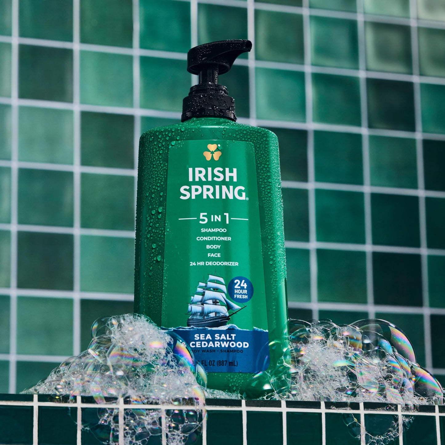Irish Spring 5 in 1 Moisturizing Body Wash for Men, Shampoo, Conditioner, Body and Face Wash, and 24 Hour Deodorizer, Paraben-Free, Sea Salt Beauty & Personal Care Irish Spring