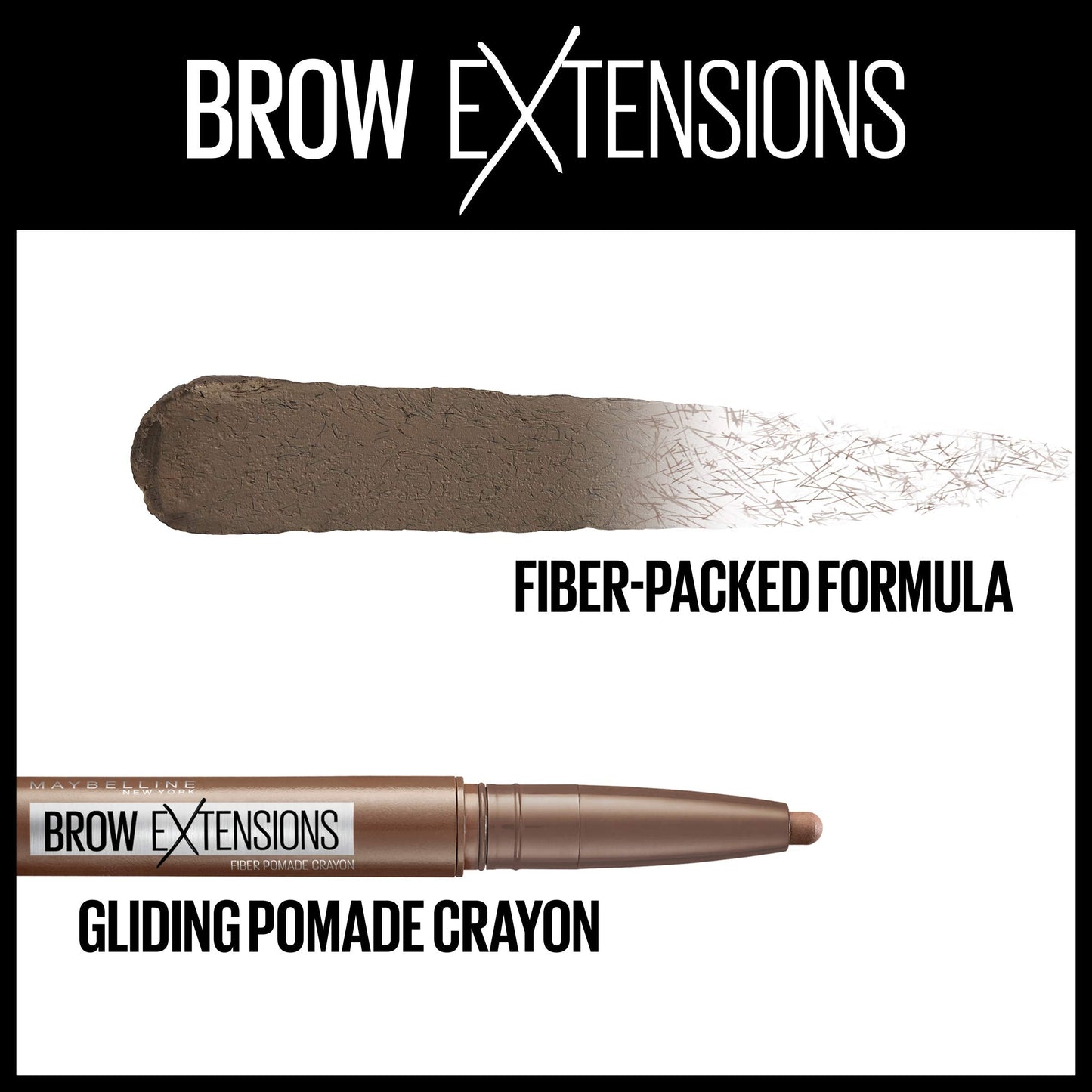 Maybelline Brow Extensions Fiber Pomade Crayon Eyebrow Makeup, Soft Brown, 1 Count Beauty & Personal Care MAYBELLINE