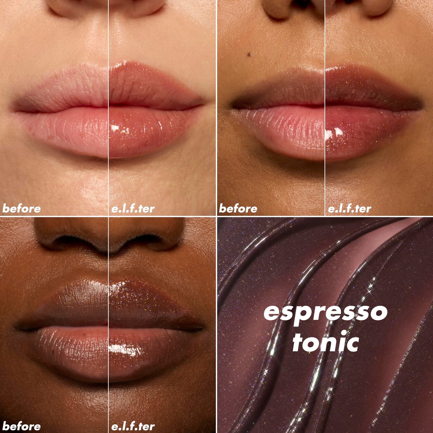 e.l.f. Glow Reviver Plumping Lip Oil, Tinted Lip Plumper For A High-Shine, Plump Finish, Infused With Jojoba Oil, Vegan , Espresso Tonic Beauty & Personal Care e.l.f.