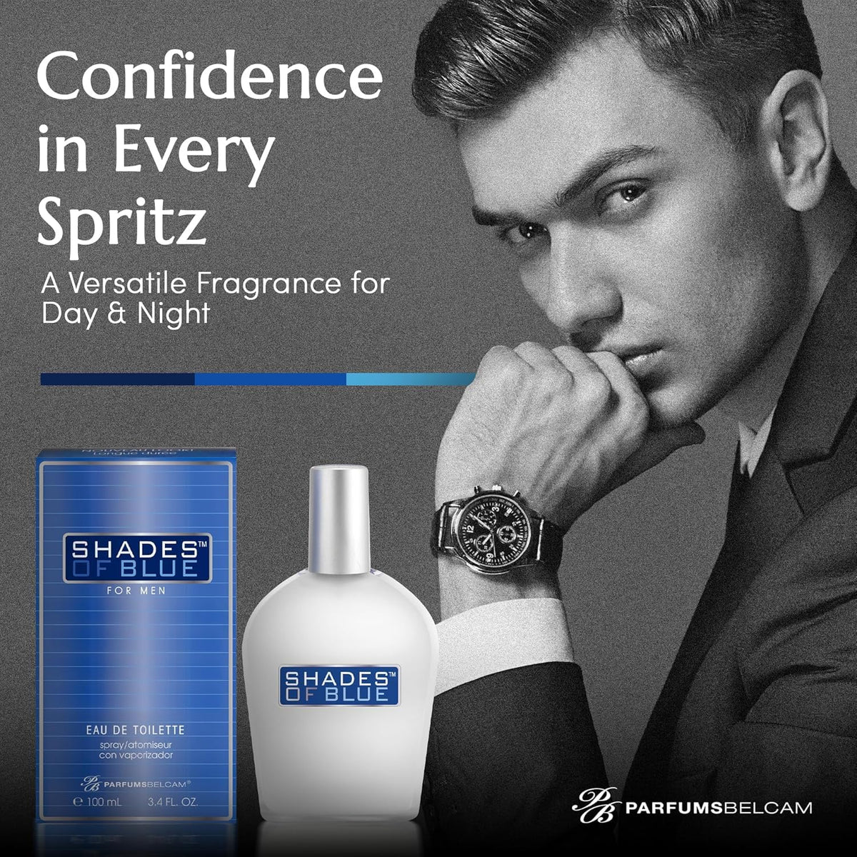 PB ParfumsBelcam Shades of Blue for Men, Our Version of Prestige Designer Eau de Toilette Spray, 100 mL. Beauty & Personal Care PB ParfumsBelcam