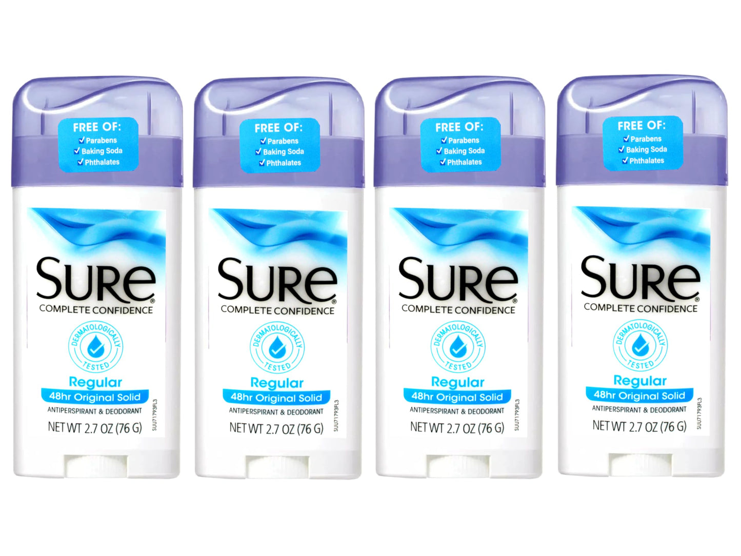 Sure Original Solid Anti-Perspirant Deodorant - 48 Hour Antiperspirant for Women and Men - Mandarin Buds, Airy Cotton, Musk Notes - Regular - 4 pc Beauty and Personal Care Sure