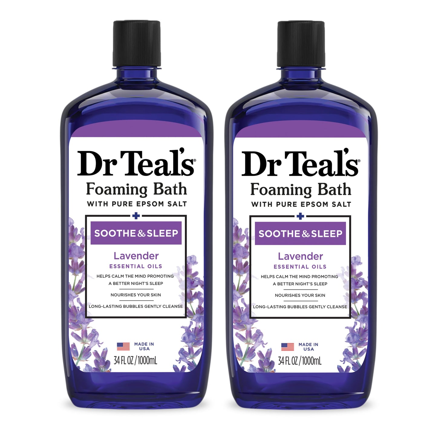 Dr Teal's Foaming Bath with Pure Epsom Salt, Soothe & Sleep with Lavender, 34 fl oz (Pack of 2) Beauty and Personal Care Dr Teal's Default Title
