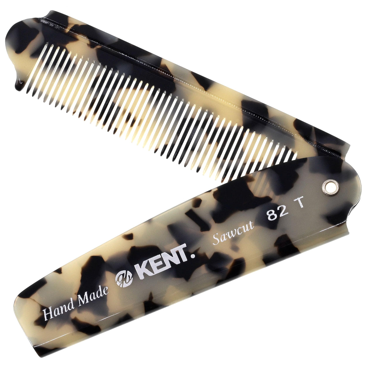 Kent 82T TW Handmade Folding Pocket Comb for Men, Fine Tooth Hair Comb Straightener for Everyday Grooming Styling Hair, Beard or Mustache, Use Dry or