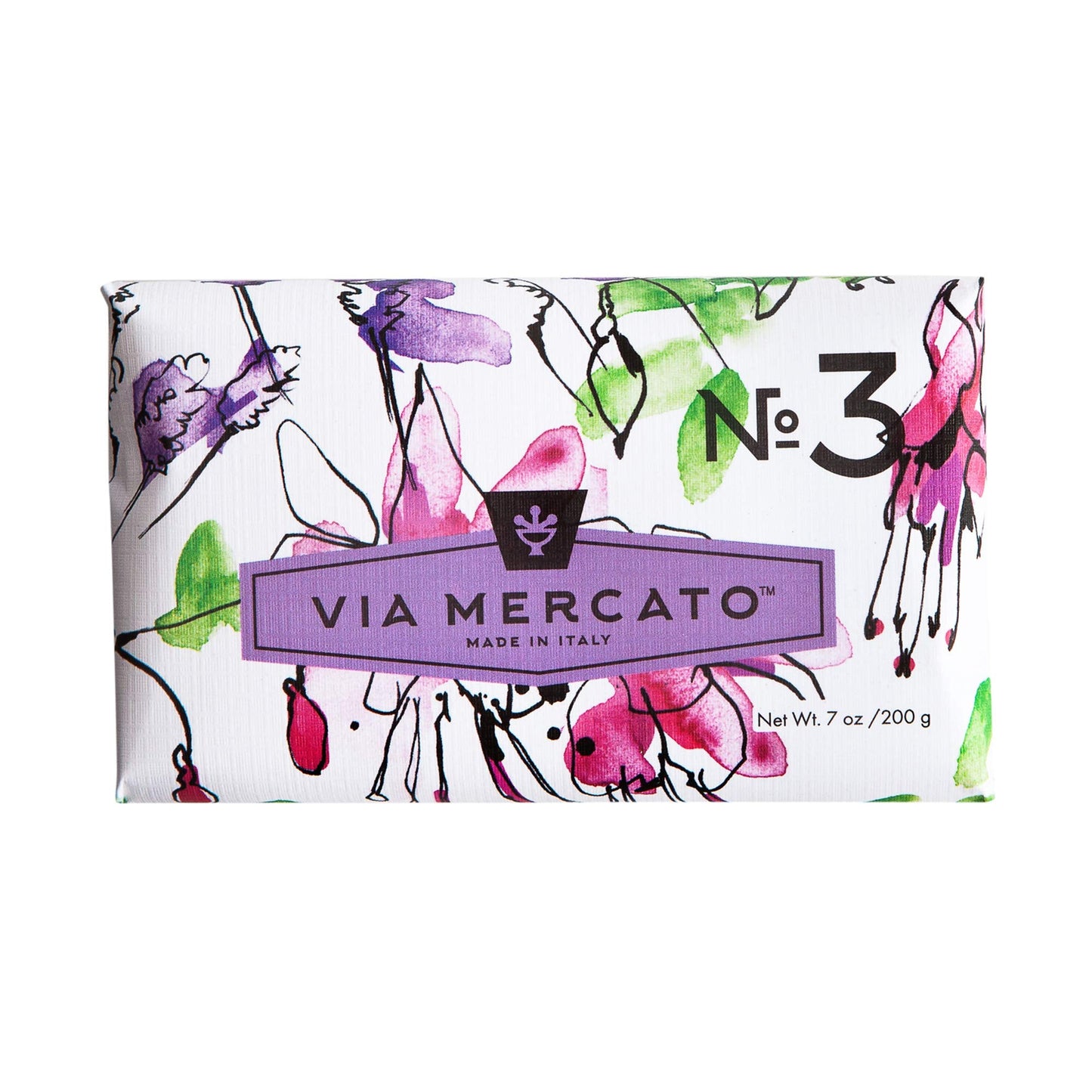 Via Mercato Italian Soap Bar (200 g), No. 3 - Pepe Rose, Lavender & Vanilla Bean Beauty & Personal Care Via Mercato
