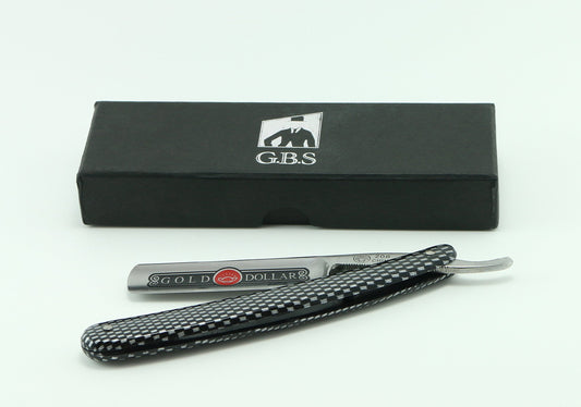 GBS Carbon Steel 5/8" Straight Razor with Imitation Carbon Fiber Checkered Pattern Scales Beauty and Personal Care G.B.S
