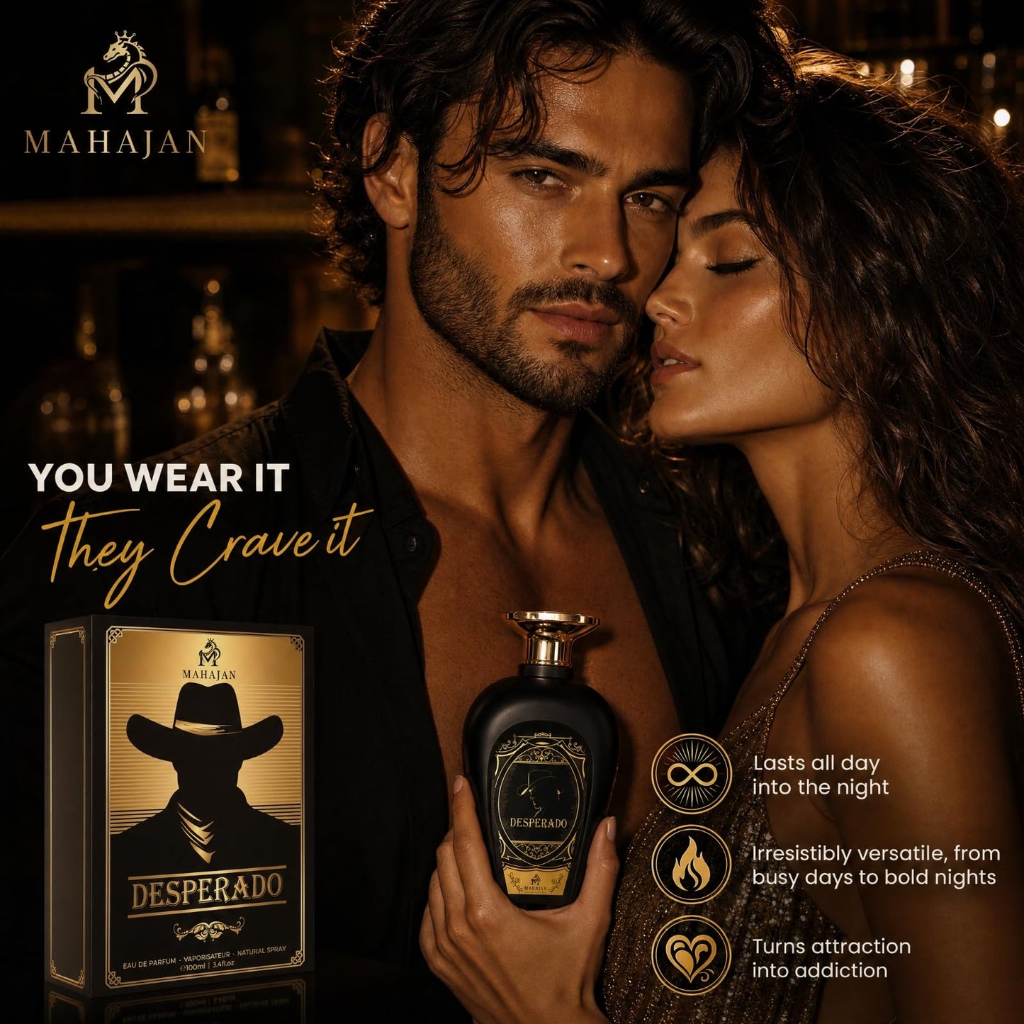 Mahajan Desperado Eau de Parfum - Powerful & Seductive Men’s Cologne - Spicy, Woody, & Sweet Fragrance for Day & Night - Long-Lasting Luxury Perfume Beauty & Personal Care Mahajan