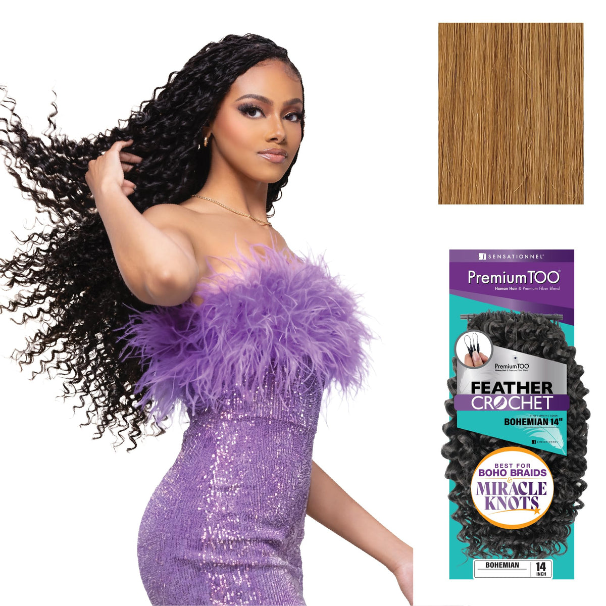 Sensationnel PremiumToo Feather Crochet Braid-Bohemian,14in, 27 HONEYBLONDE