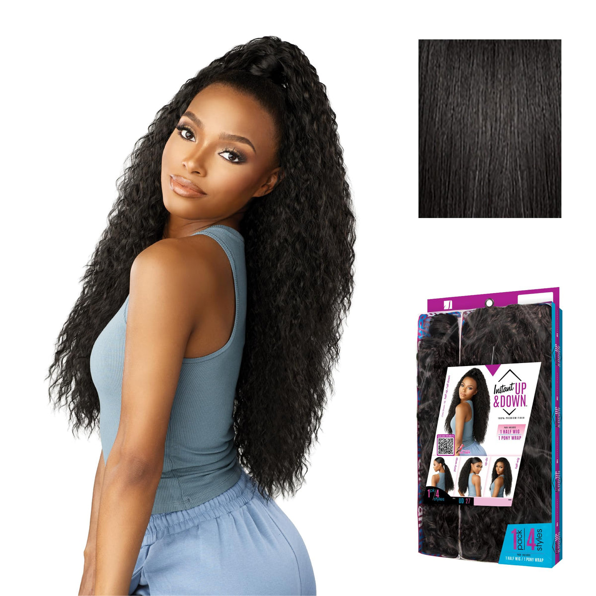 Sensationnel Instant Updown Halfwig Pony-Iud 27, 1B OFFBLACK