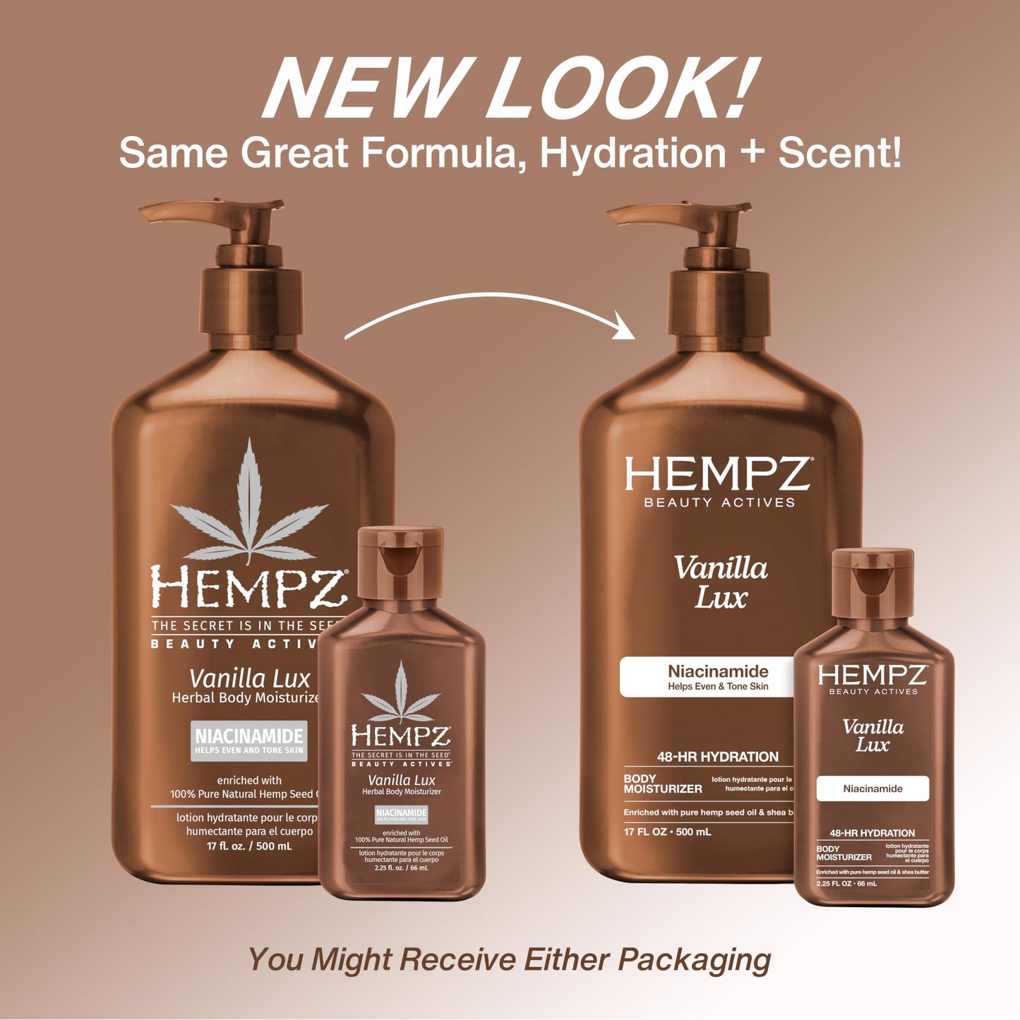 Hempz Mini Vanilla Lux Herbal Body Moisturizer 2.25 oz. New LOOK Beauty & Personal Care Hempz