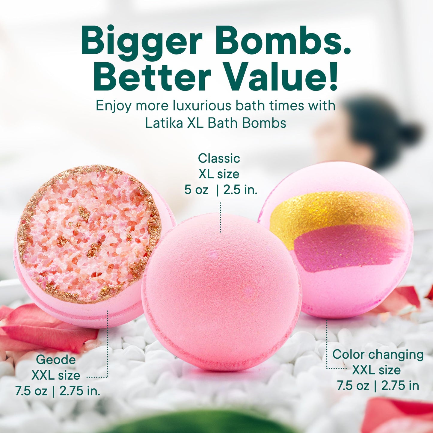 Latika Bath Bomb Rose Quartz Geode Crystal - Essential Oils for Ultimate Relaxation and Skin Nourishment Beauty and Personal Care Latika