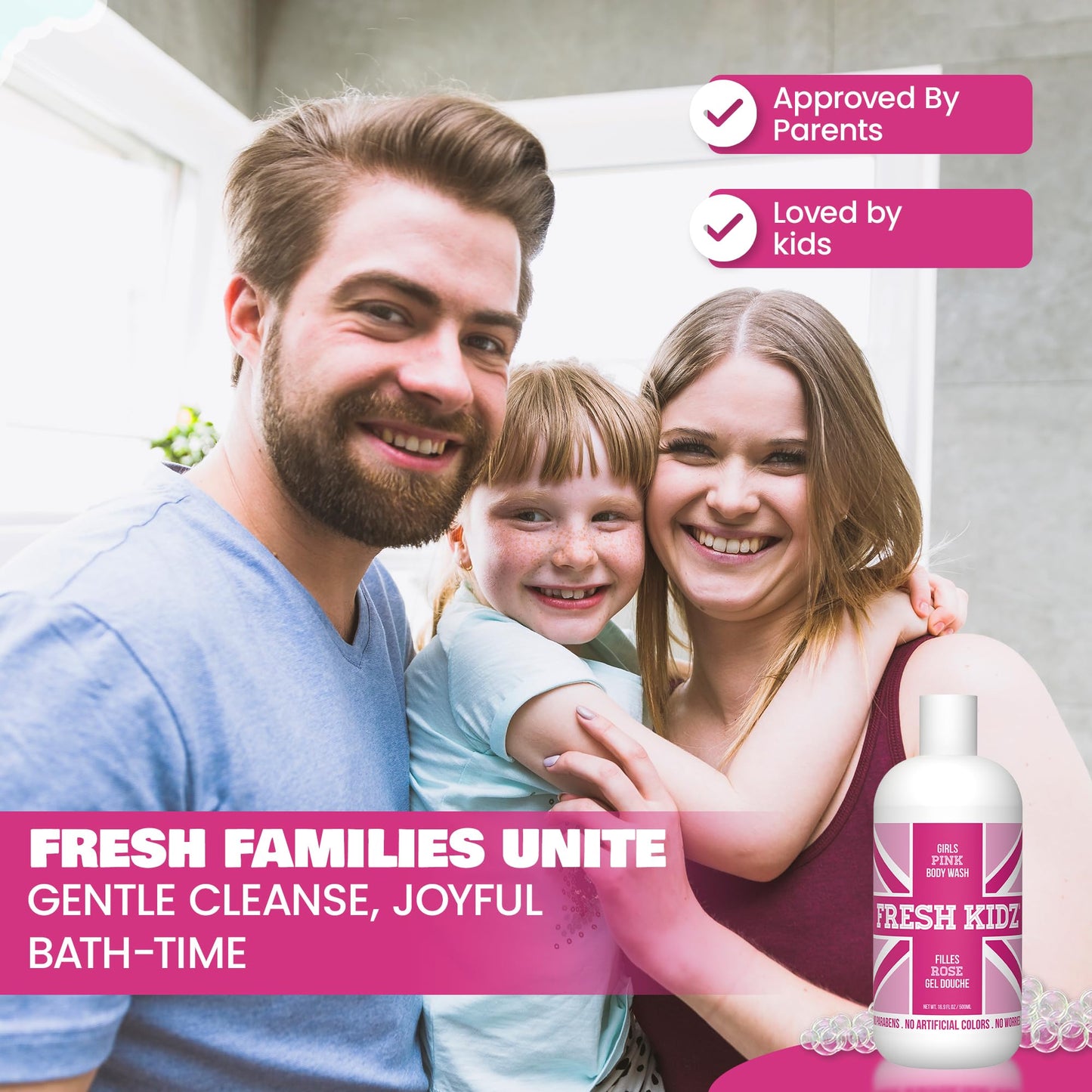 Fresh Kidz Body Wash for Kids and Teens - Gentle Bath and Shower Cleanser for All Skin Types - Girls Pink, 16.9 Fl.Oz. Beauty & Personal Care Fresh Kidz