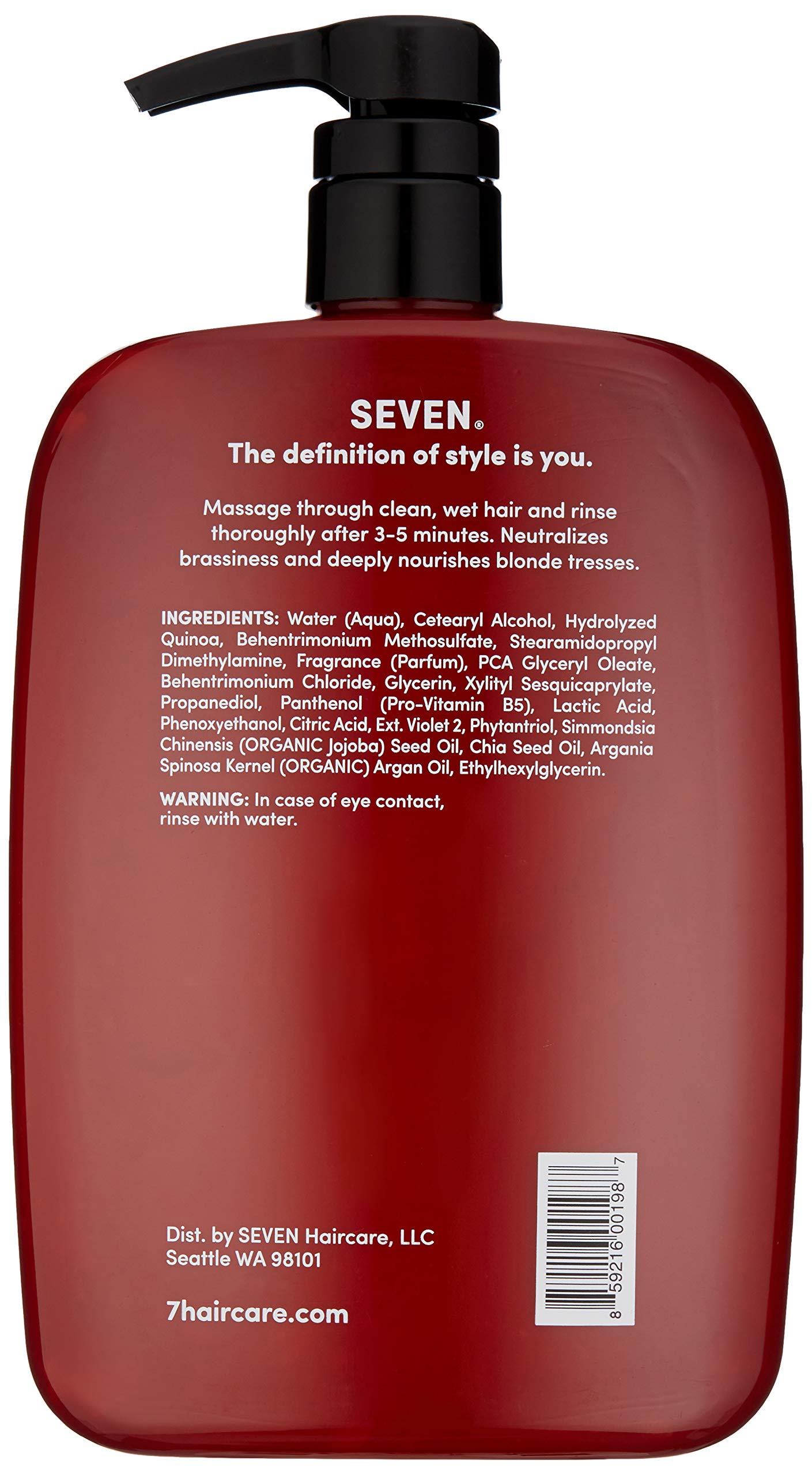 SEVEN Hair Care Rinzu Helio Violet Conditioner for Women & Men with Aragan Oil, Purple Conditioner for Blonde Hair & Brassiness, Sulfate + Paraben Beauty & Personal Care SEVEN