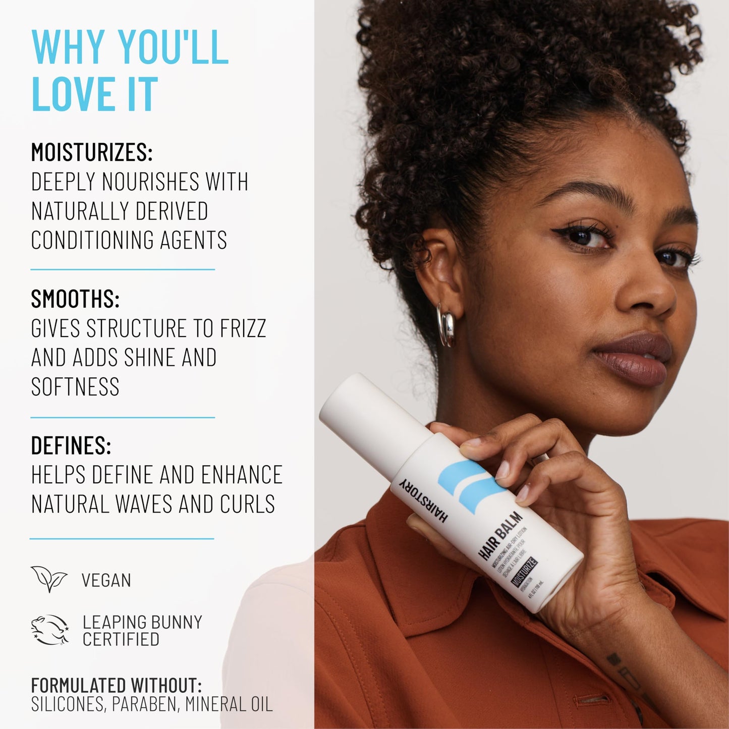 Hairstory Hair Balm, Moisturizing Air Dry Lotion, Leave In Conditioner Cream for All Hair Types, Adds Softness & Shine, Smooths Frizz, Defines Waves Beauty & Personal Care Hairstory