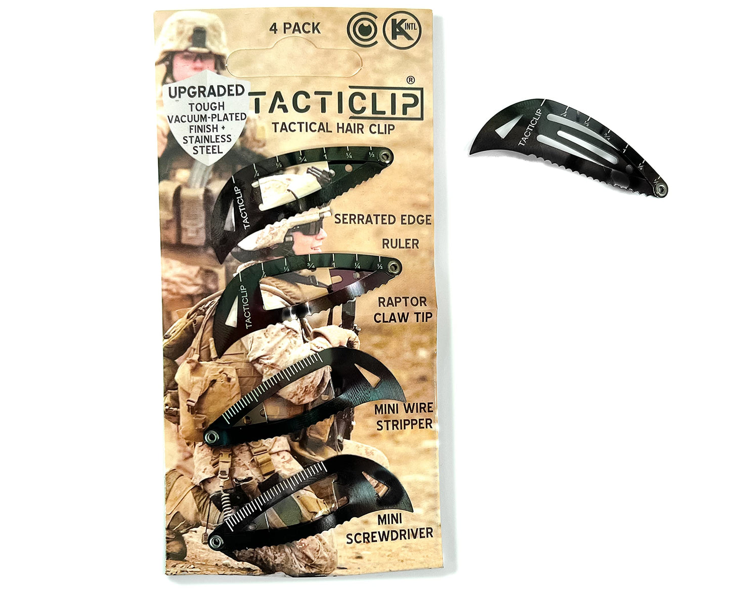 Tactical Hair Clips, 4 Pack - Black - Multitool Snap Barrettes - Laser Engraved, Vacuum Plated, Multi-Functional Keychain Multi Tool - Box Cutter Beauty & Personal Care Tacticlip