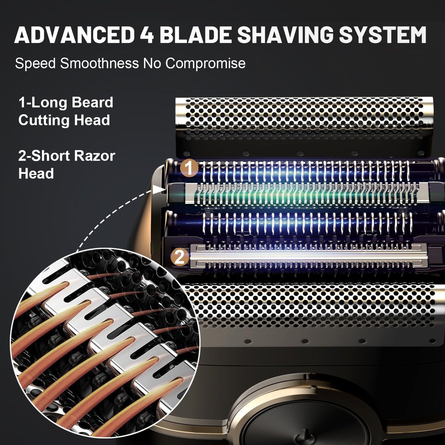 Welclux Rechargeable Electric Razor for Men: Mini Foil Shavers for Men with 4 Floating Blades - Dual-Speed & LED Display, 120Min Runtime, IPX7 Beauty and Personal Care Welclux