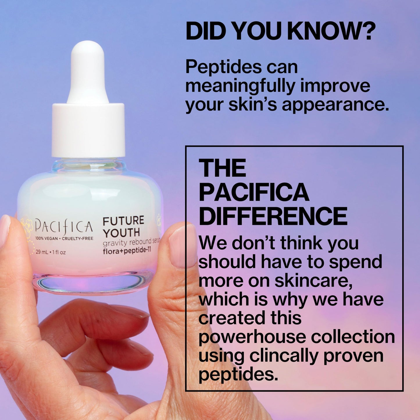 Pacifica Future Youth Gravity Rebound Face Serum - Multi-Peptide Firming Facial Serum for Fine Lines, Anti-Aging & Elasticity Vegan & Cruelty-Free Beauty & Personal Care Pacifica