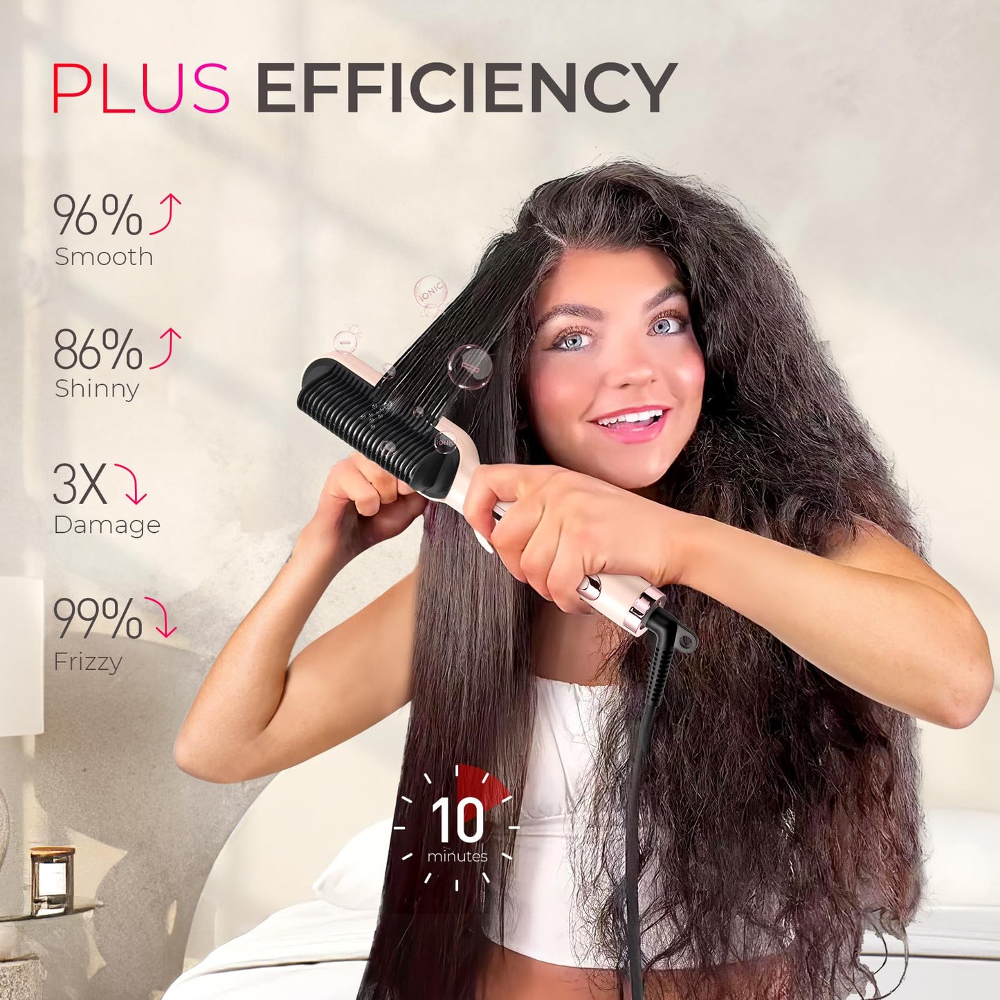 TYMO Ring Plus Ionic Hair Straightener Brush - Straightening Comb with Negative Ions for Women, Titanium Coating, 9 Temp Settings & LED Display, Dual Beauty and Personal Care TYMO