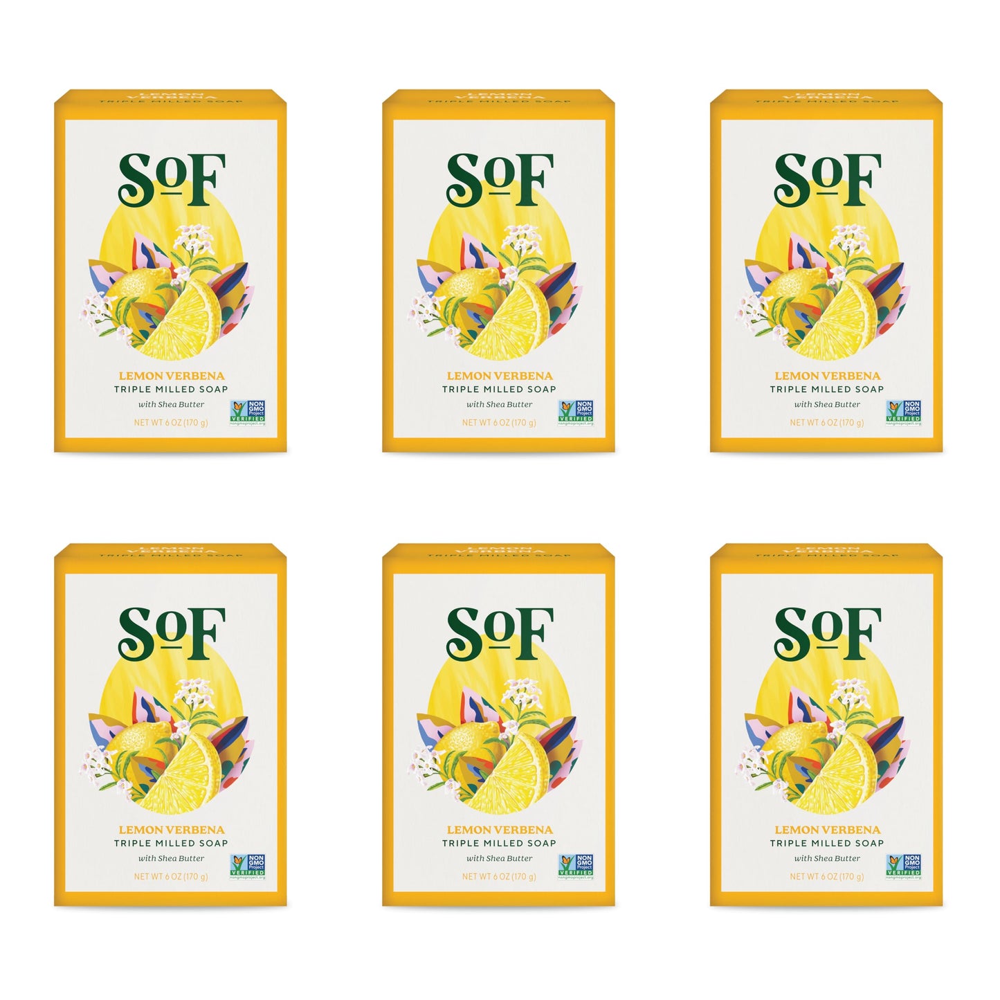 South Of France SoF Triple Milled Bar Soap - With Coconut Oil & Organic Shea Butter- Vegan & Non GMO- Free From Phthalates, Sulfates & Parabens- Lemon Beauty & Personal Care South Of France