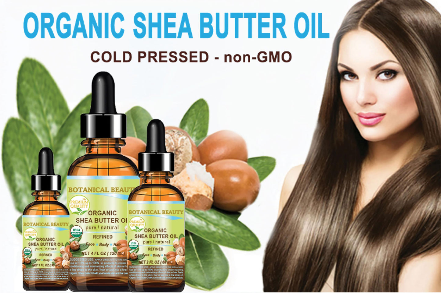 Botanical Beauty Organic SHEA BUTTER OIL 100% Pure Natural Undiluted Refined Cold Pressed Carrier Oil. 1 Fl.oz.- 30 ml for Face, Skin, Hair, Lip Beauty & Personal Care Botanical Beauty
