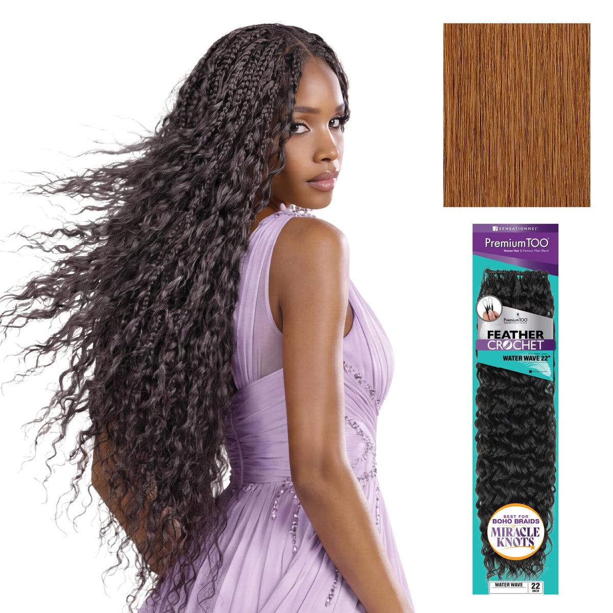 Sensationnel PremiumToo Feather Crochet Braids-Water Wave,22in, 30
