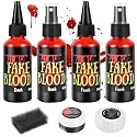 JAYUWE 7 PCS Halloween Fake Blood Spray Makeup Kit - Fake Blood 2.1oz X4 + Coagulated Blood Gel 1.41oz + Soap + Sponge, Washable Blood Paint Beauty & Personal Care jayuwe