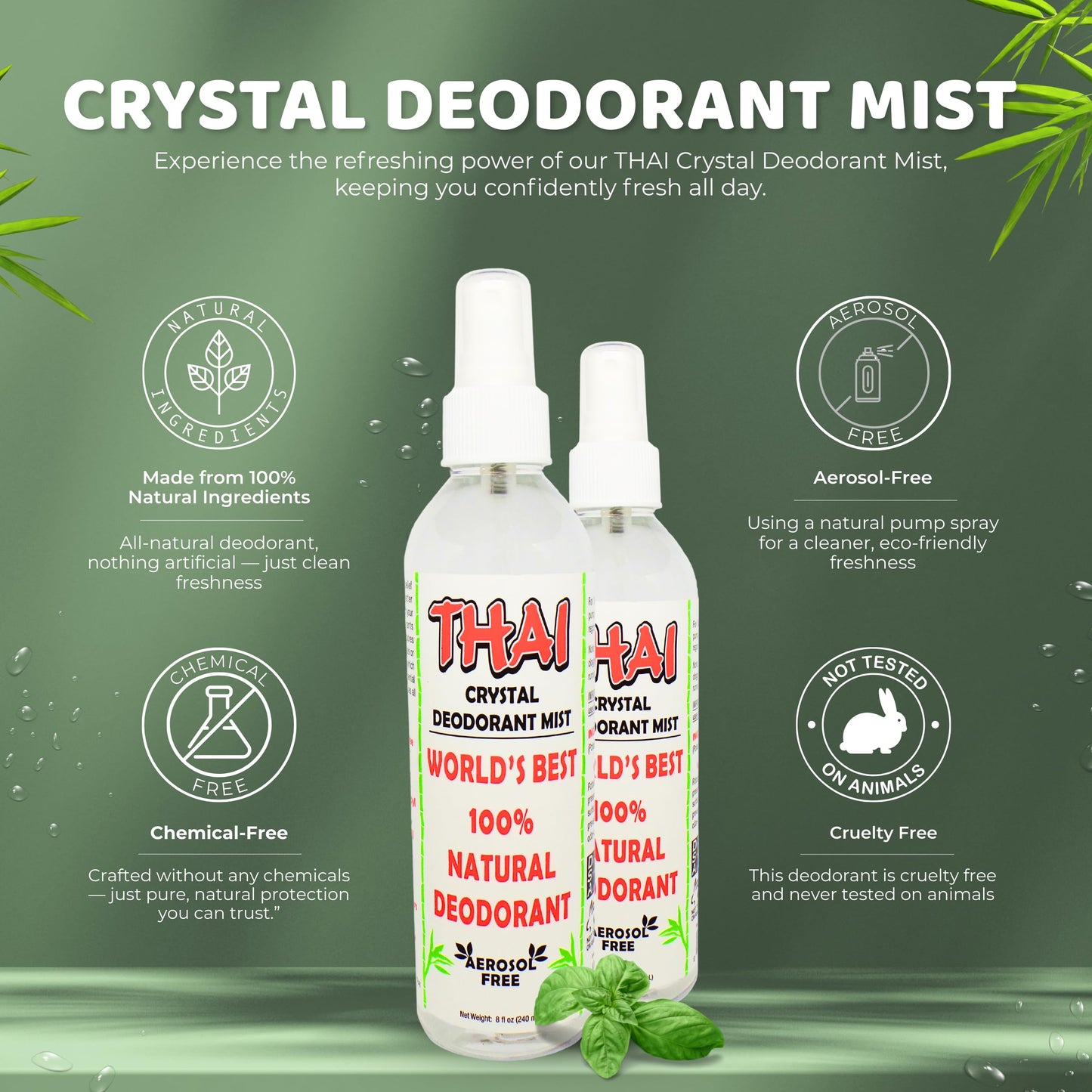 Thai Deodorant Stone Crystal Mist Natural Deodorant Spray 8 oz. Bundle (Pack Of 3) Beauty and Personal Care Thai Deodorant Stone