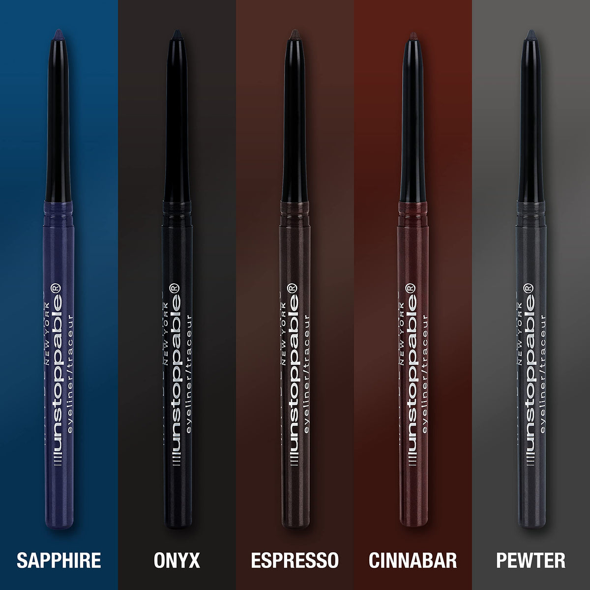 Maybelline Unstoppable Waterproof Mechanical Grey Eyeliner Pencil, Easy to Apply, Smooth Glide, Up to 24 Hour Wear, Pewter, Pack of 2 Beauty & Personal Care MAYBELLINE