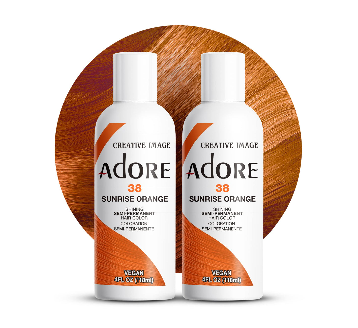 Adore Semi Permanent Hair Color (038 Sunrise Orange) (2 Pack) | Vegan & Cruelty-Free Orange Hair Dye | No Ammonia, No Peroxide, No Alcohol | 4 Fl Oz Beauty & Personal Care Adore