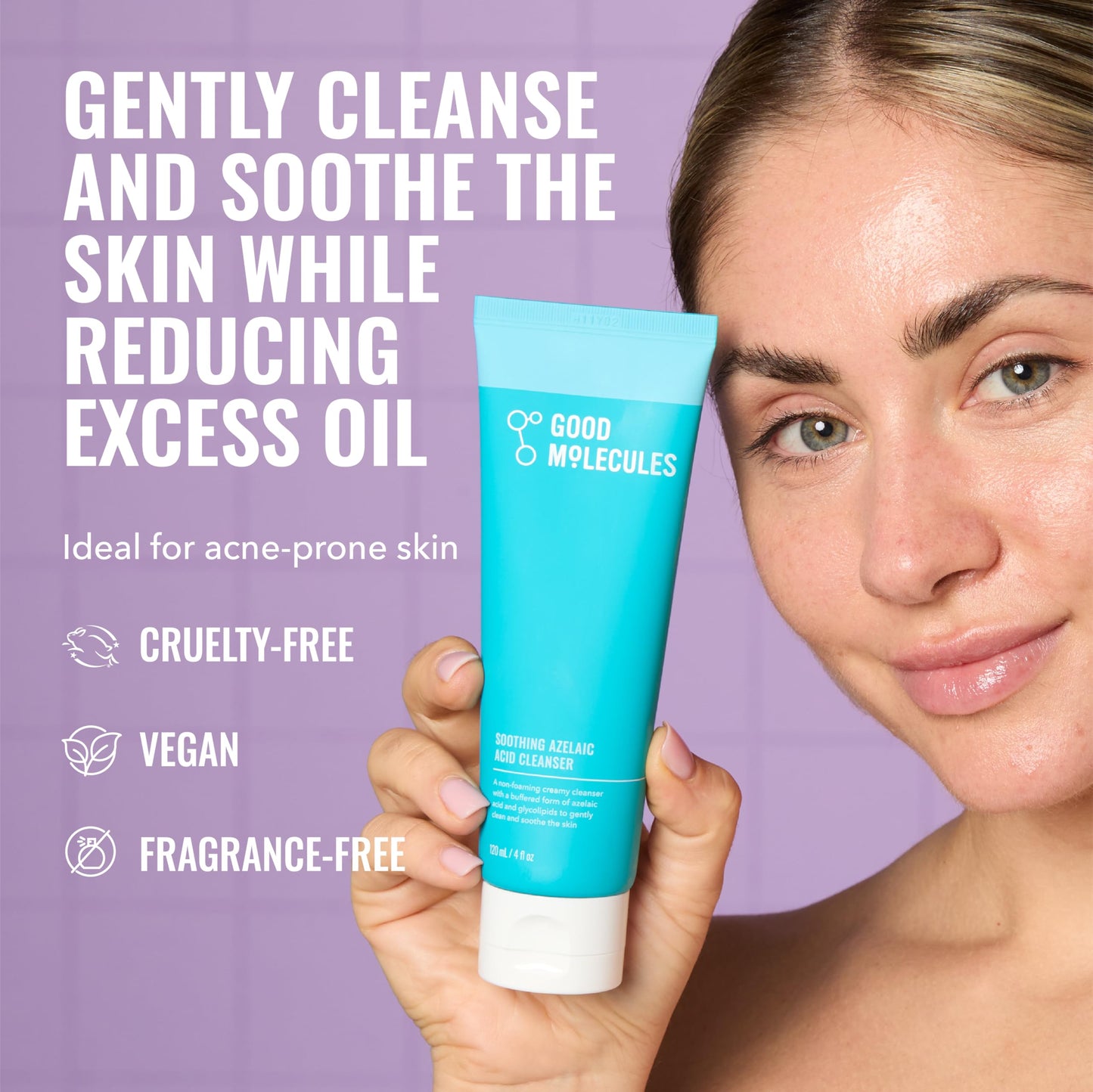 Good Molecules Soothing Azelaic Acid Cleanser - Gentle Creamy Non-Foaming Face Wash for Oily & Sensitive Skin - Vegan & Fragrance-Free - 120 ml Beauty and Personal Care Good Molecules