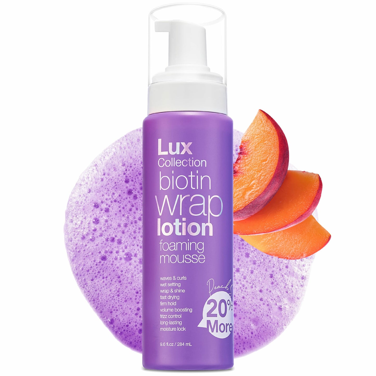 Lux Collection Wrapping Foam Lotion Wave Curl Wet Setting Styling Hair Foaming Mousse 9.6 fl.oz / 284mL Biotin Beauty & Personal Care Lux Collection