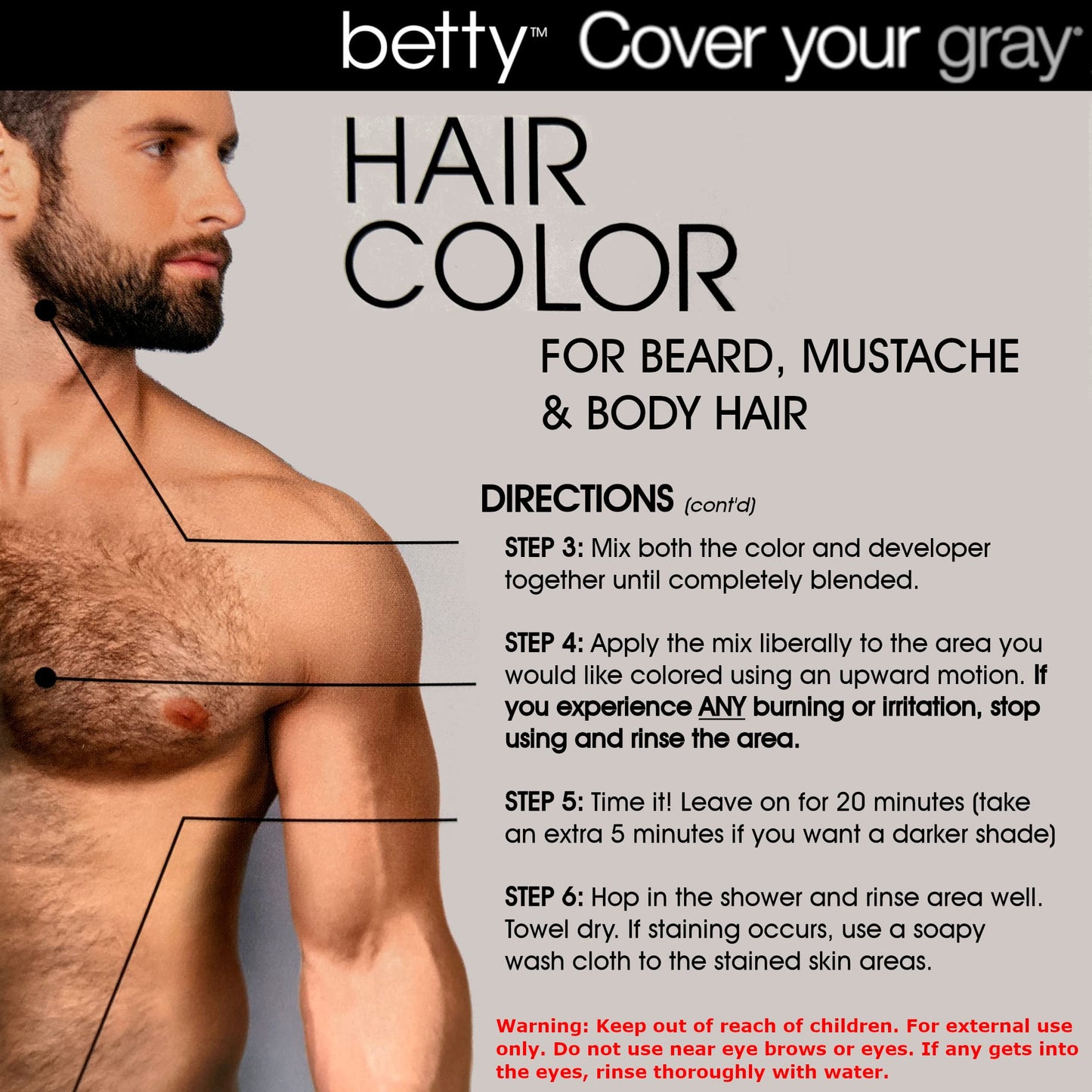 Betty Cover Your Gray Mens Hair Color for Beard, Mustache & Body Hair - Blonde Beauty & Personal Care Betty Beauty