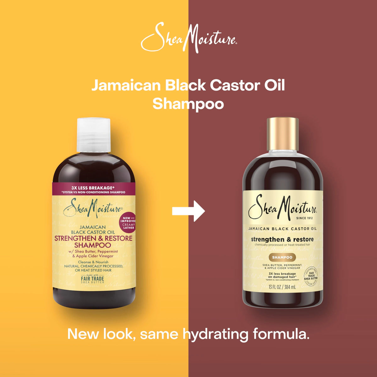 SheaMoisture Strengthen and Restore Shampoo Pure Jamaican Black Castor Oil for Damaged Hair To Cleanse and Nourish Hair 13 oz Beauty & Personal Care SheaMoisture